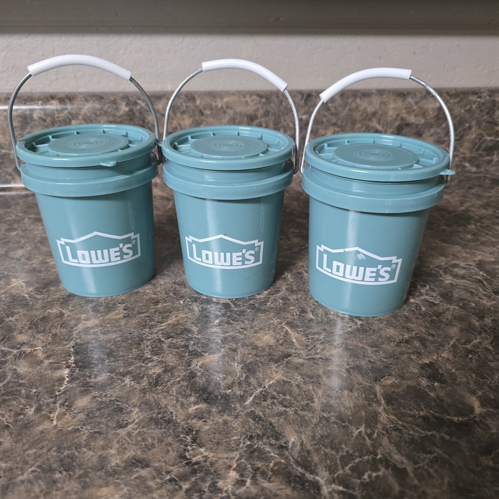 Lowe's Mini Buckets Limited Edition Teal Blue w / Lid Set of 3 Food Safe